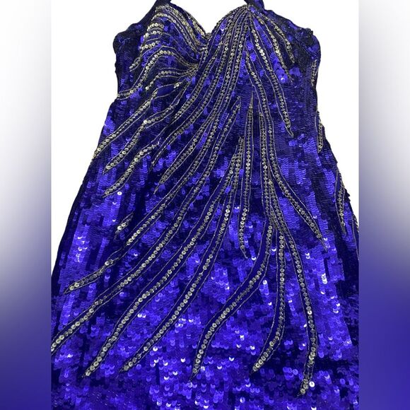 Fantasy by Lisa Kane Vintage Formal Sequin Halter Dress Festive Holiday Dress - Picture 6 of 12